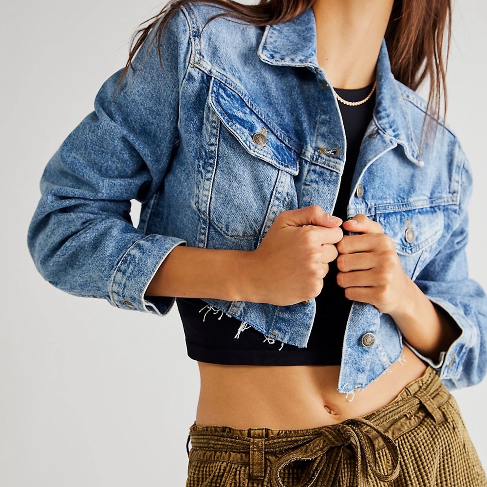 Free people cropped Jean jacket